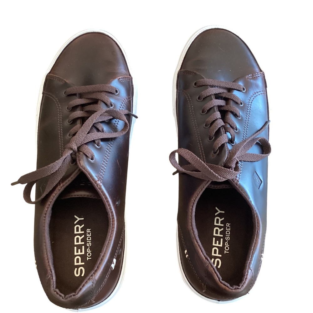 Sperry Top Sider Mens Leather Lace Up Casual Shoes Brown Size 10‎